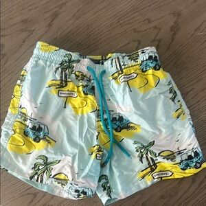 Vilebrequin Men's Tropical Print Swim Shorts - Light Blue and Yellow